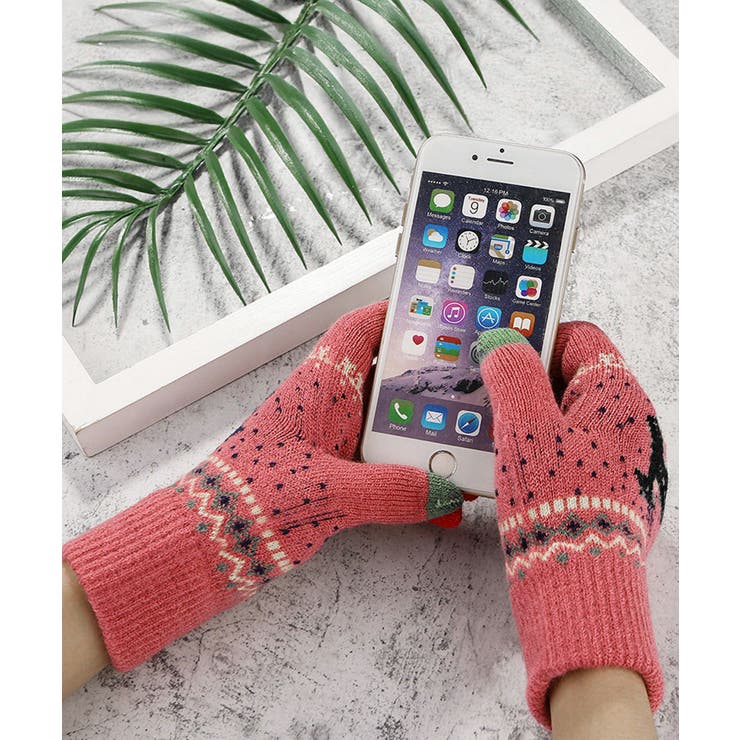 トナカイ柄手袋タッチパネル対応ニット手袋 | Miniministore | 詳細画像3 