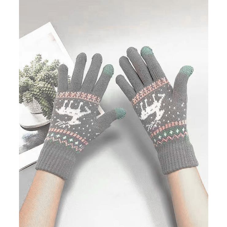 トナカイ柄手袋タッチパネル対応ニット手袋 | Miniministore | 詳細画像8 