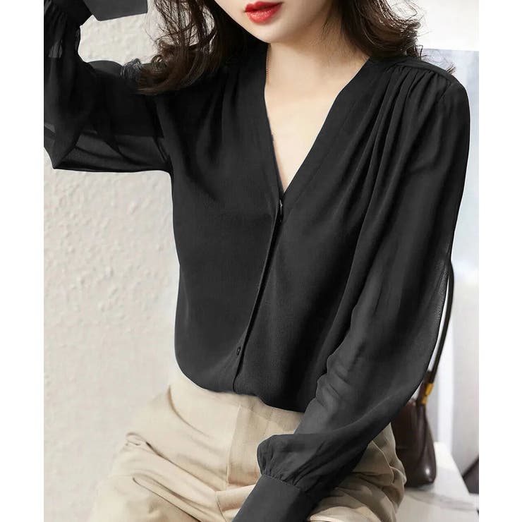 シフォンブラウス 通勤シースルートップス | Miniministore | 詳細画像3 