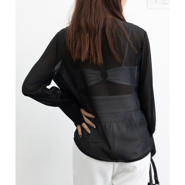 シフォンブラウス 通勤シースルートップス | Miniministore | 詳細画像7 