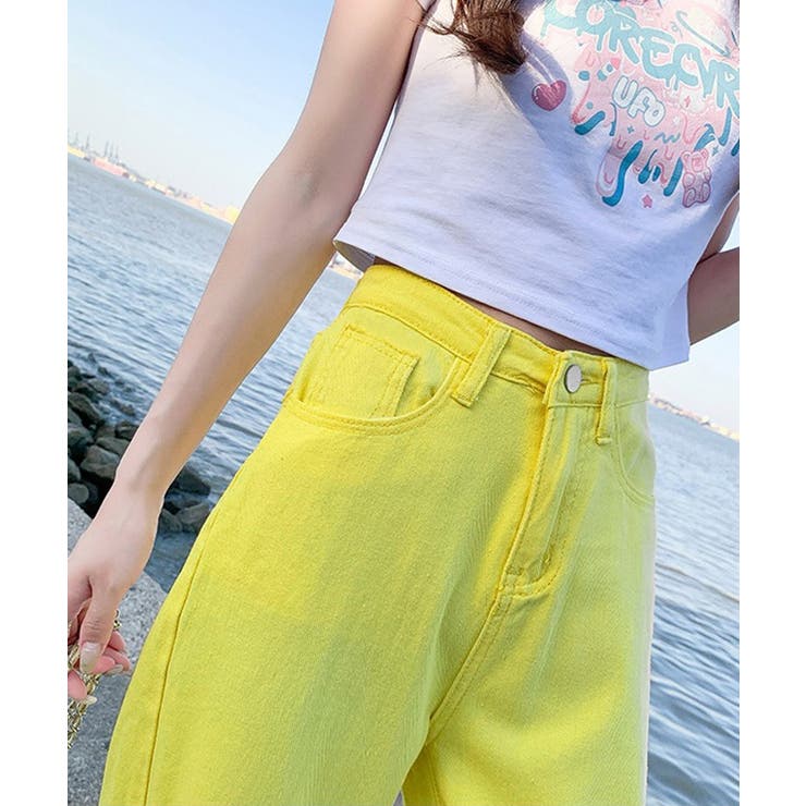 ハイウエスト デニムカラーパンツ 韓国風 | Miniministore | 詳細画像11 