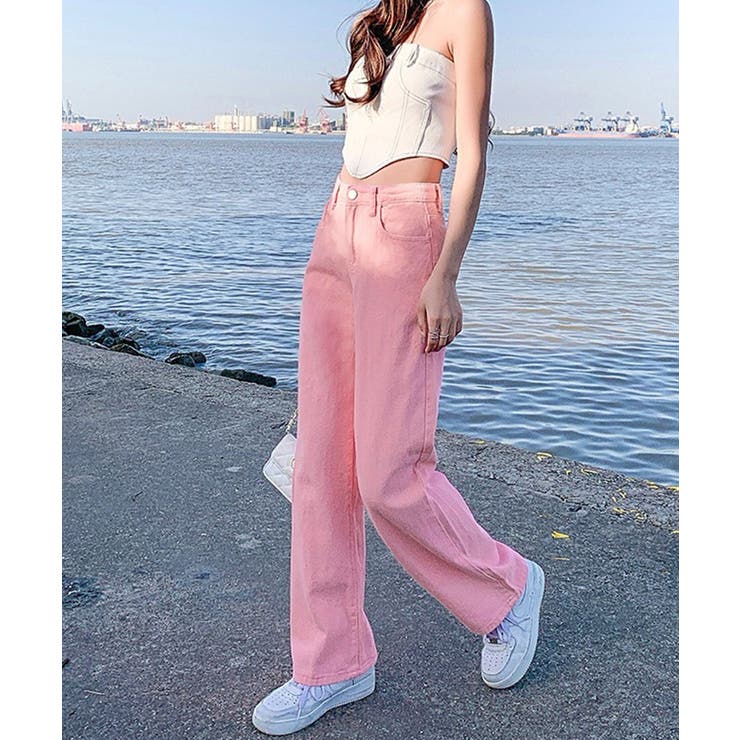 ハイウエスト デニムカラーパンツ 韓国風 | Miniministore | 詳細画像14 