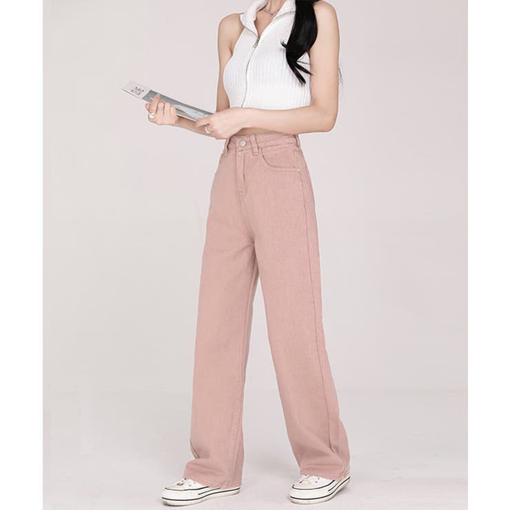 ハイウエスト デニムカラーパンツ 韓国風 | Miniministore | 詳細画像16 