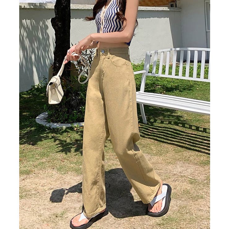 ハイウエスト デニムカラーパンツ 韓国風 | Miniministore | 詳細画像3 