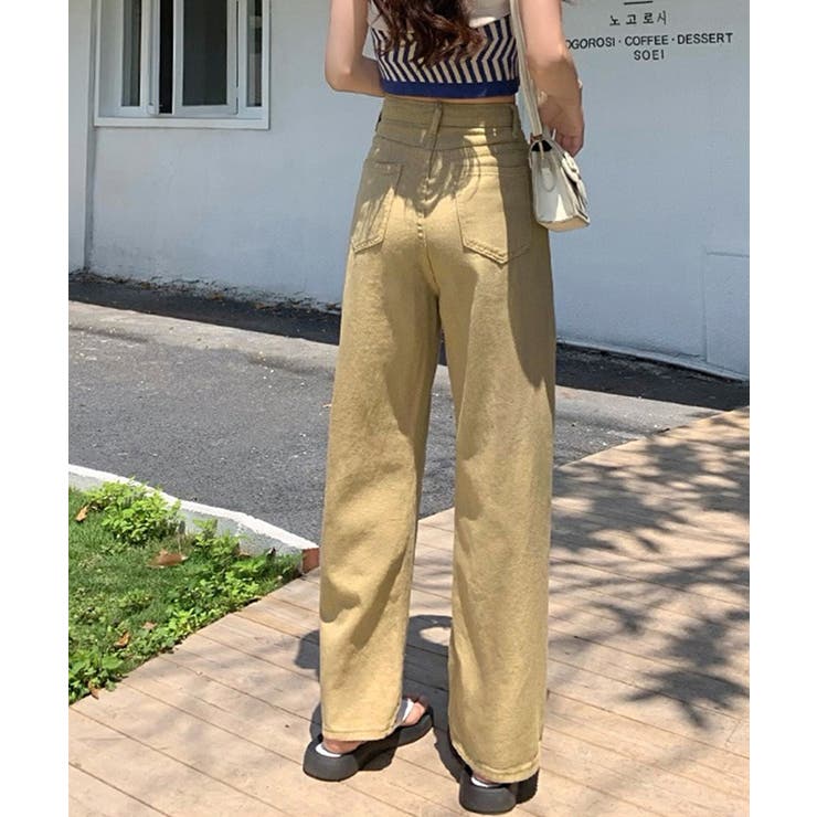 ハイウエスト デニムカラーパンツ 韓国風 | Miniministore | 詳細画像4 