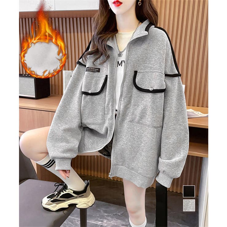 ジップアップパーカー 裏微起毛スウェット | Miniministore | 詳細画像1 