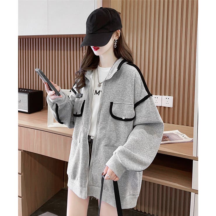 ジップアップパーカー 裏微起毛スウェット | Miniministore | 詳細画像2 