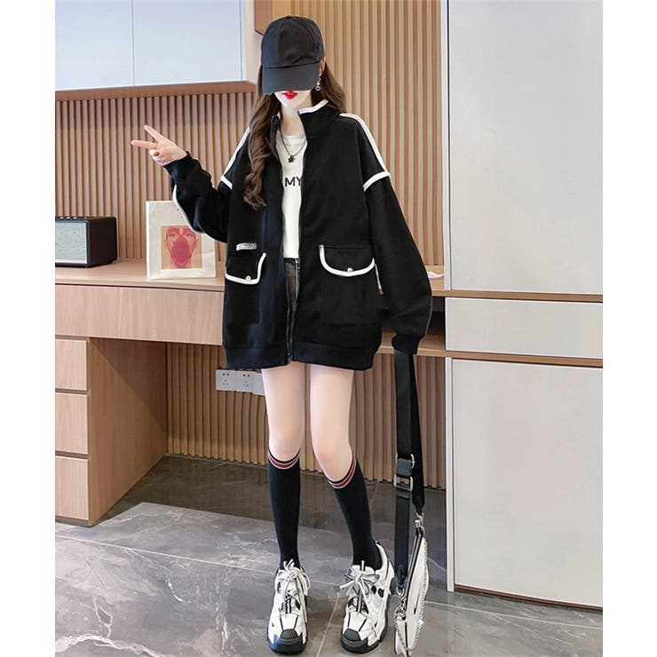 ジップアップパーカー 裏微起毛スウェット | Miniministore | 詳細画像9 