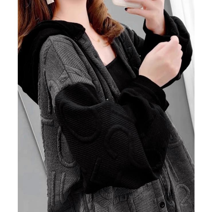 エンボスロゴパーカー韓国風前開きパーカー | Miniministore | 詳細画像3 