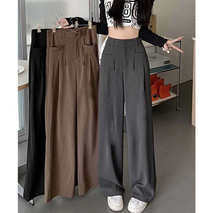ワイドスラックスハイウエストタックパンツ | Miniministore | 詳細画像14 