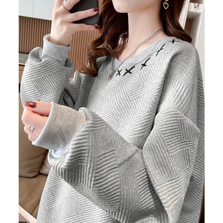 クロス刺しゅうワンポイントスウェット長袖 | Miniministore | 詳細画像4 