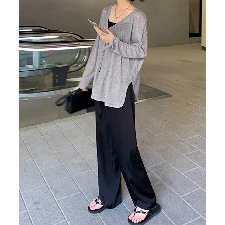 ヤマダヤ Aga アーガ 異素材切替 楊柳ニットサマーカーディガン 夏　リネン ヤマダヤ Aga アーガ 異素材切替 楊柳ニットサマーカーディガン