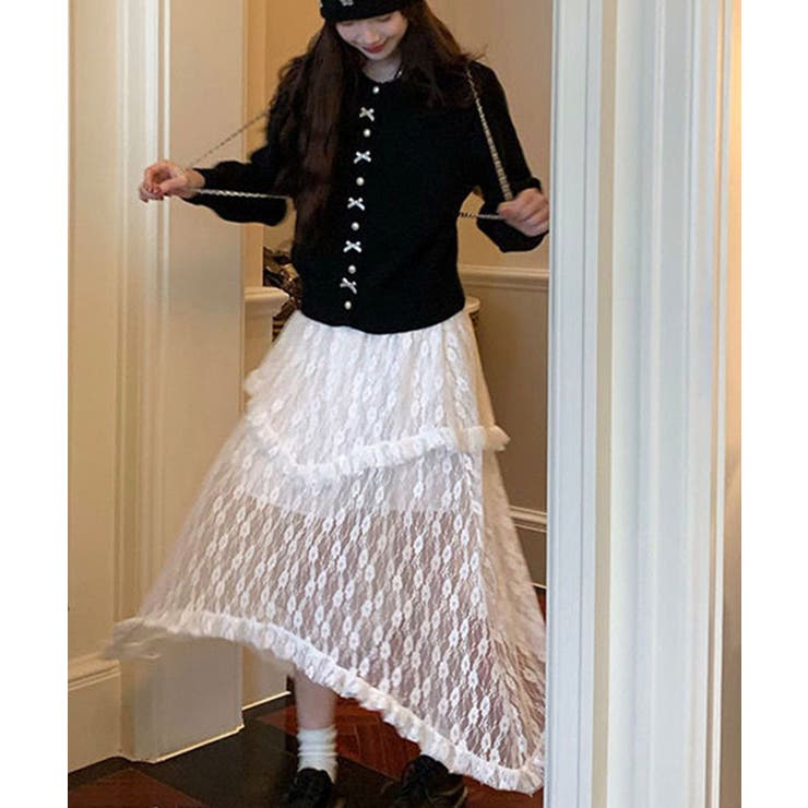 リボンニットカーディガンパールボタン無地 | Miniministore | 詳細画像12 