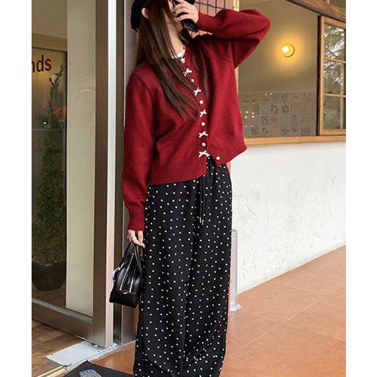 リボンニットカーディガンパールボタン無地 | Miniministore | 詳細画像20 