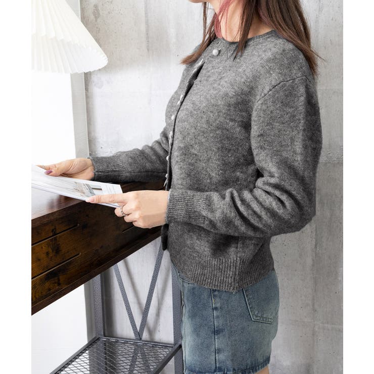 リボンニットカーディガンパールボタン無地 | Miniministore | 詳細画像23 