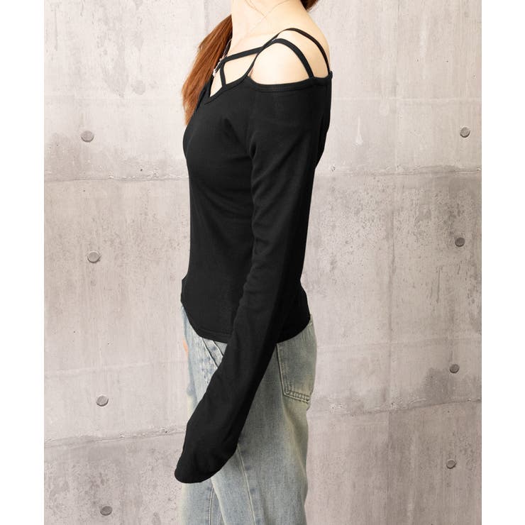 オフショルダーTシャツ クロスストラップ | Miniministore | 詳細画像12 