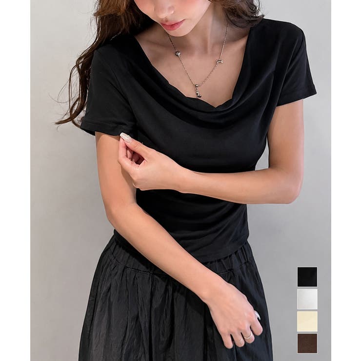 オフショルTシャツ 胸元ドレープトップス | Miniministore | 詳細画像1 