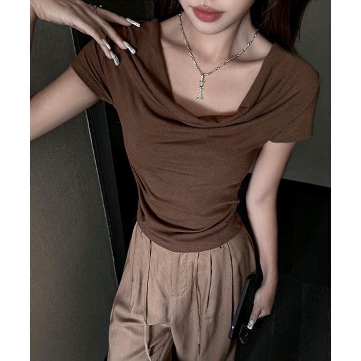 オフショルTシャツ 胸元ドレープトップス | Miniministore | 詳細画像30 