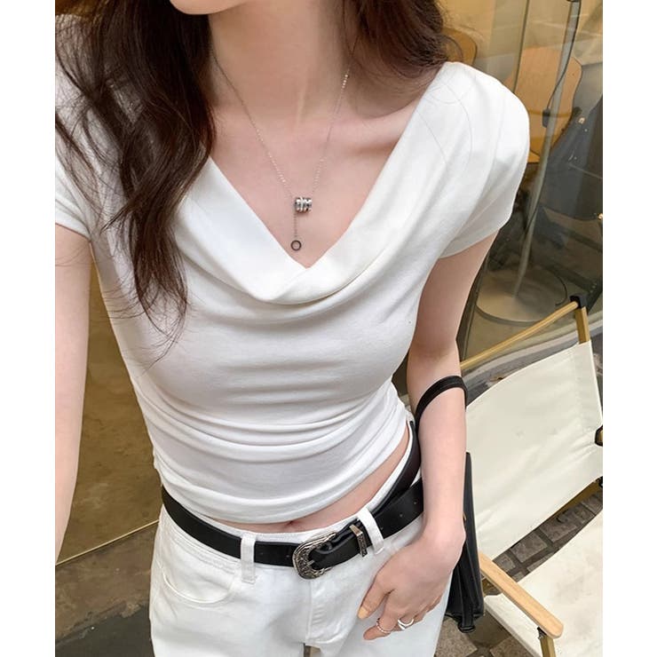 オフショルTシャツ 胸元ドレープトップス | Miniministore | 詳細画像9 