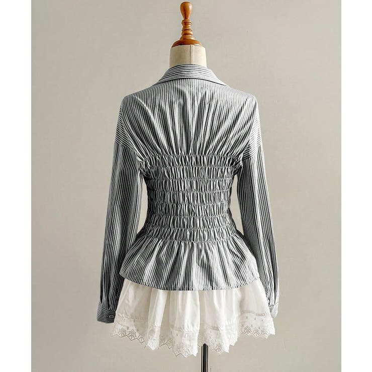 ストライプ柄シャーリングシャツ襟付き長袖 | Miniministore | 詳細画像22 