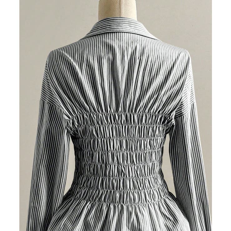 ストライプ柄シャーリングシャツ襟付き長袖 | Miniministore | 詳細画像24 