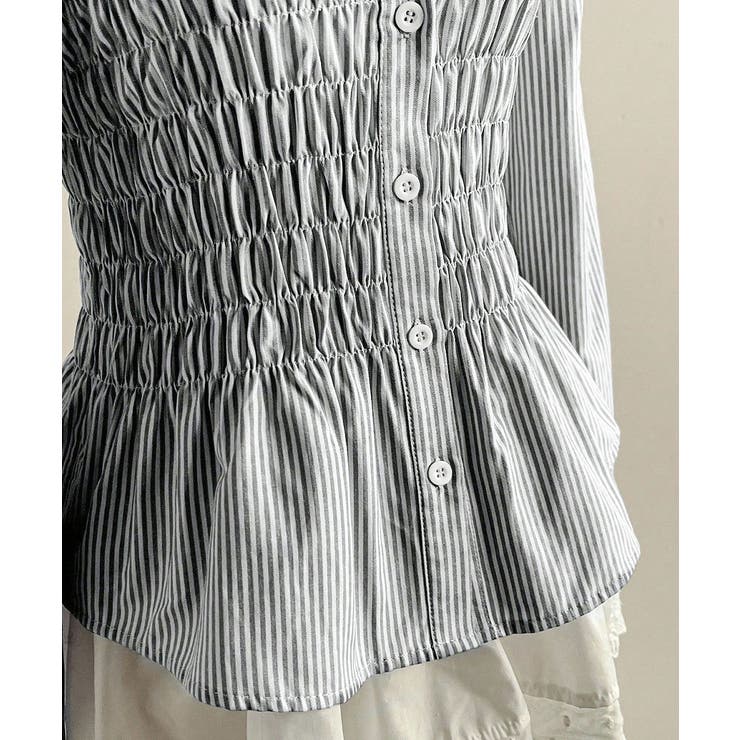 ストライプ柄シャーリングシャツ襟付き長袖 | Miniministore | 詳細画像25 