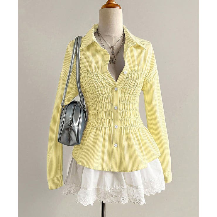 ストライプ柄シャーリングシャツ襟付き長袖 | Miniministore | 詳細画像29 