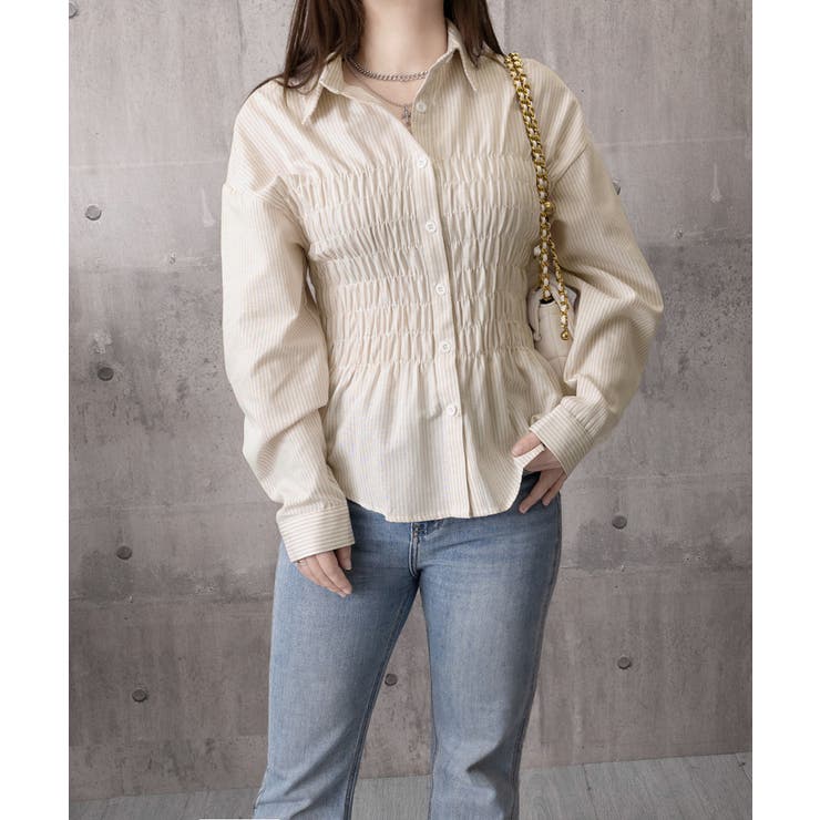 ストライプ柄シャーリングシャツ襟付き長袖 | Miniministore | 詳細画像31 