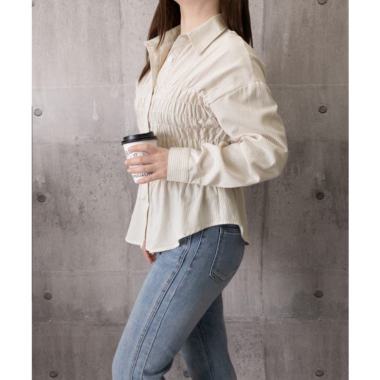 ストライプ柄シャーリングシャツ襟付き長袖 | Miniministore | 詳細画像32 