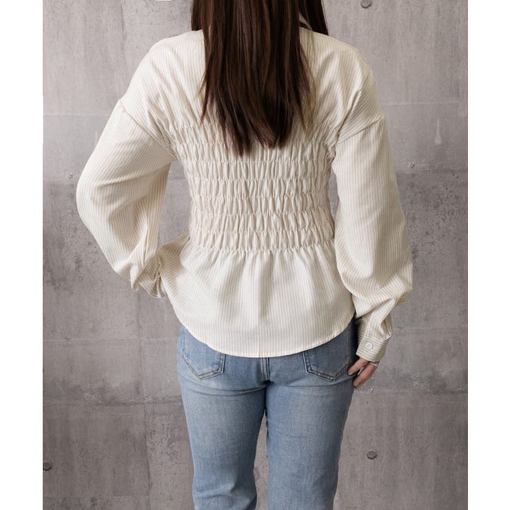 ストライプ柄シャーリングシャツ襟付き長袖 | Miniministore | 詳細画像33 