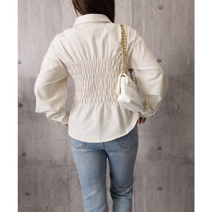 ストライプ柄シャーリングシャツ襟付き長袖 | Miniministore | 詳細画像34 