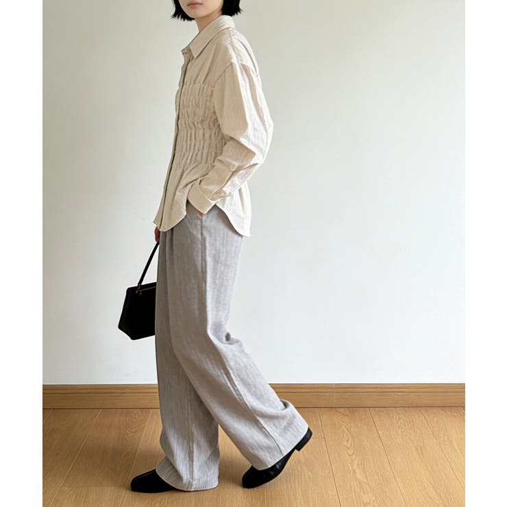 ストライプ柄シャーリングシャツ襟付き長袖 | Miniministore | 詳細画像7 