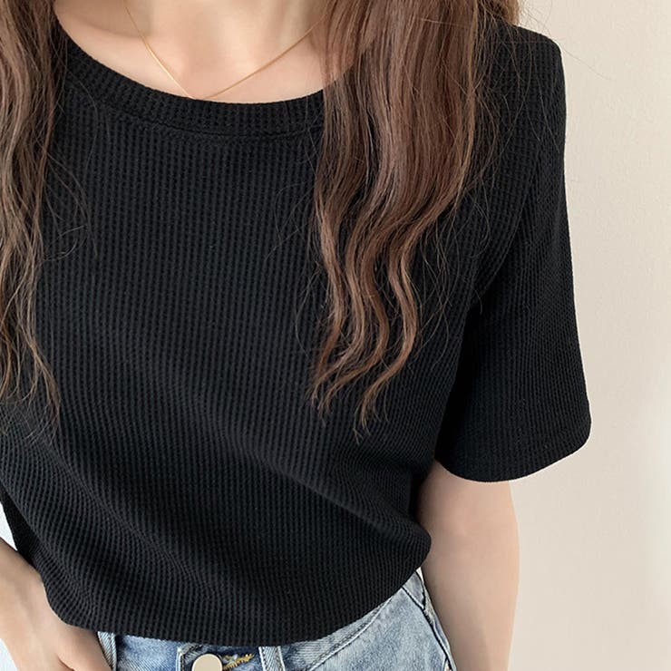 tシャツ レディース半袖ワッフルTシャツ[品番：II000008876