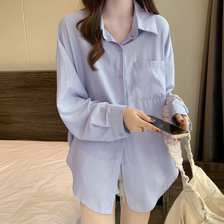 開襟カラーシャツ 長袖 レディース 無地 | Miniministore | 詳細画像10 