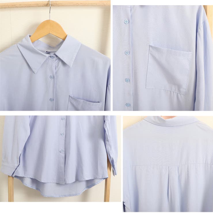 開襟カラーシャツ 長袖 レディース 無地 | Miniministore | 詳細画像4 