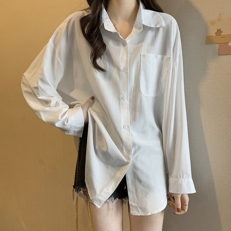 開襟カラーシャツ 長袖 レディース 無地 | Miniministore | 詳細画像6 