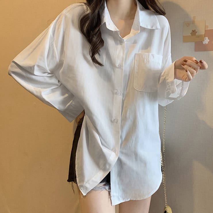 開襟カラーシャツ 長袖 レディース 無地 | Miniministore | 詳細画像7 