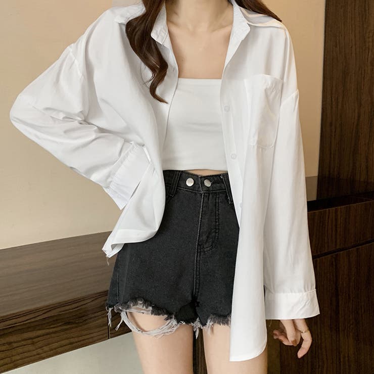 開襟カラーシャツ 長袖 レディース 無地 | Miniministore | 詳細画像8 