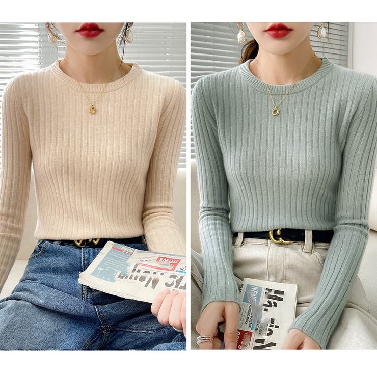 リブニットトップス  長袖リブカットソー | Miniministore | 詳細画像7 