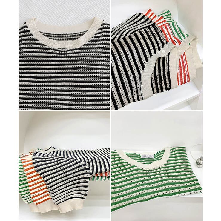 ボーダー柄サマーニットトップス 半袖春夏 | Miniministore | 詳細画像22 