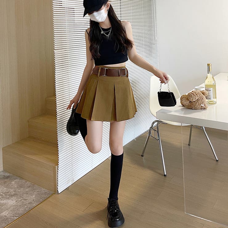 ミニボックススカートプリーツ ベルト付き[品番：II000010356