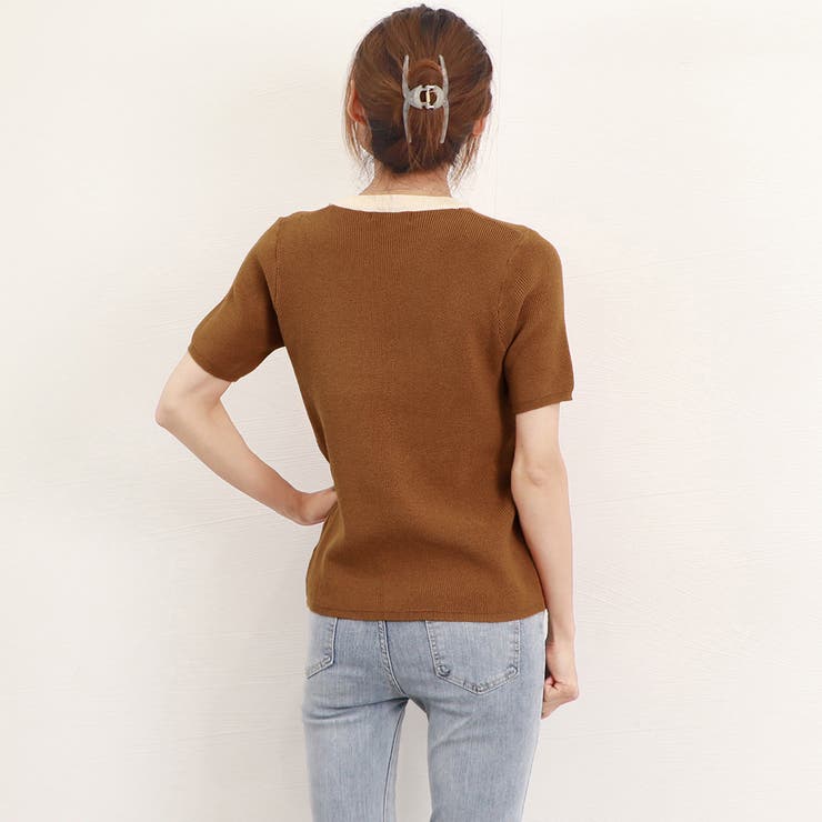 molli　モリ　マルチカラーニット　23SS ニットコレクション　半袖　サマー セール】【Snap club】 カラーマルチボーダー ビックシルエット