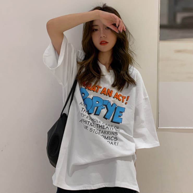 ロゴTシャツ レディース半袖ゆるtシャツ