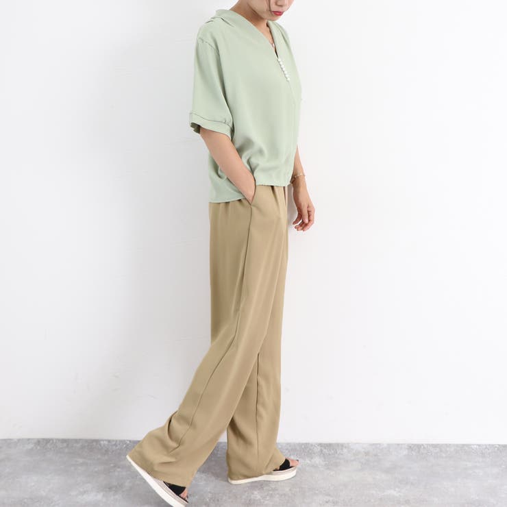 ストレートパンツ 美脚 セミワイドパンツ オフィスカジュアル
