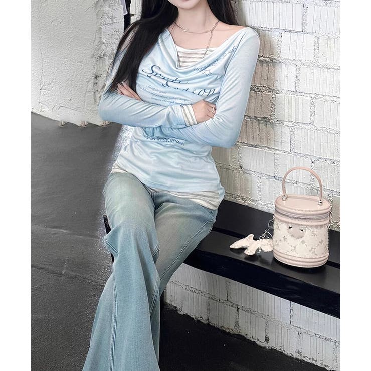 ドレープネックトップスレイヤード風ロゴT | Miniministore | 詳細画像11 