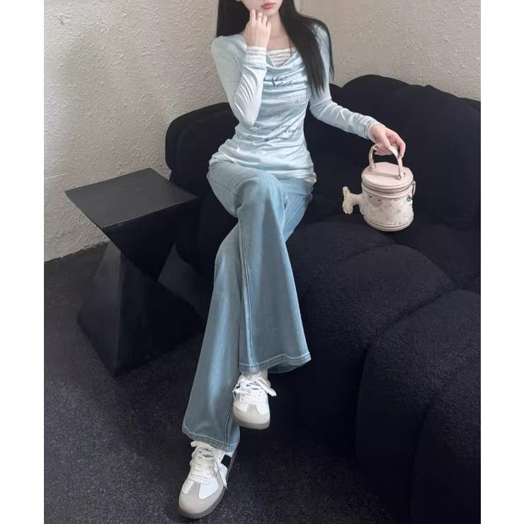 ドレープネックトップスレイヤード風ロゴT | Miniministore | 詳細画像15 