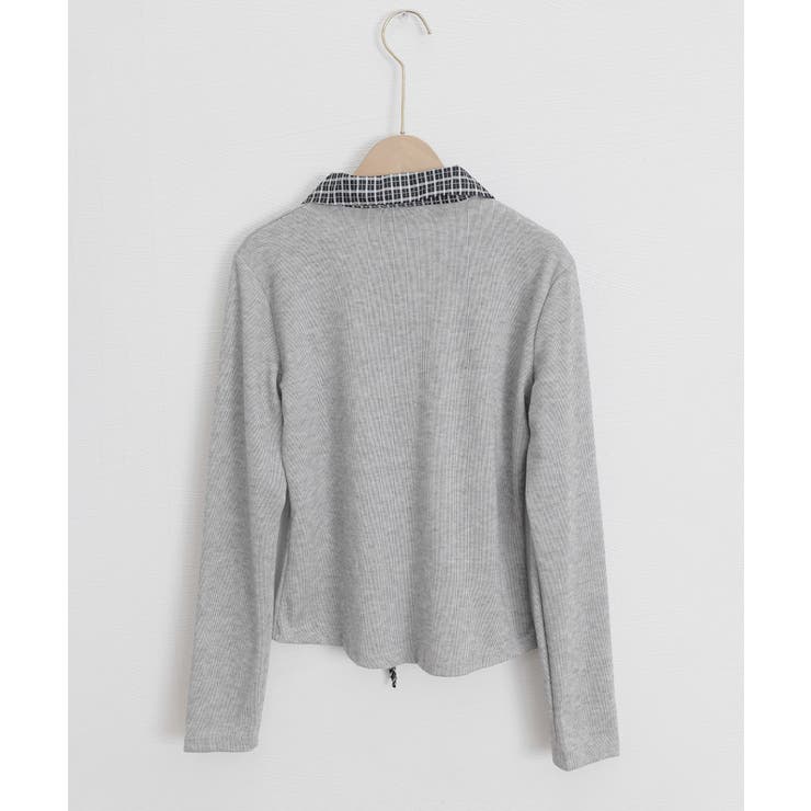 チェックカラー リボンリブニットトップス | Miniministore | 詳細画像15 