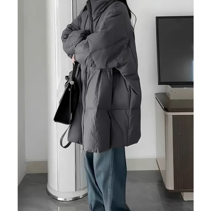 スタンドカラー中綿ダウンコート ゆったり | Miniministore | 詳細画像2 