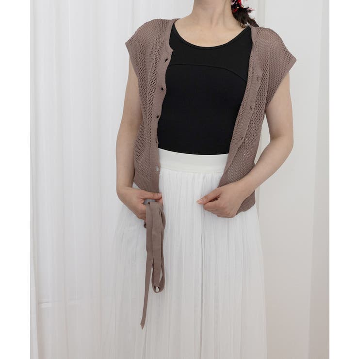 モカ | 透かし編みトップス サマーニット 重ね着 | Miniministore