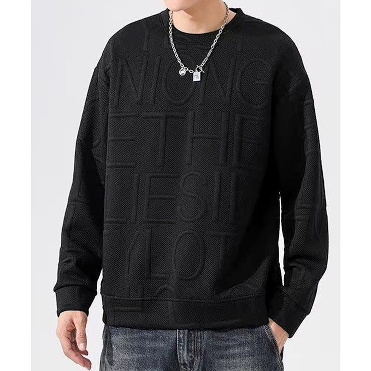 エンボス加工ロゴtシャツ メンズ 長袖